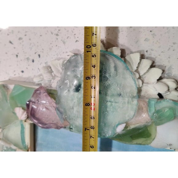 Handmade Shells & Sea Glass Framed Art Decor & Drawing Beach Dating Theme Signed - Picture 14 of 15